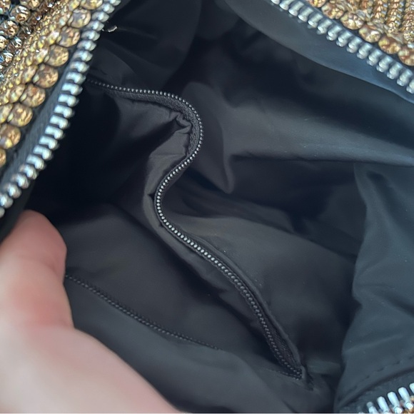 Gold Rhinestone Knot Handle Shoulder Bag Y2K Holiday Party Evening Purse - Picture 8 of 11